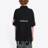 Balenciaga x NASA Crossover FW21 katoenen effen Poloshirt met ruimtevaartprint voor heren, zwart 662493TKVG11070