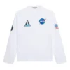 Balenciaga x NASA Crossover Space-print heren-T-shirt met lange mouwen en ronde hals, wit 662496TKVD79040