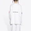 Balenciaga x NASA Crossover Space-print heren-T-shirt met lange mouwen en ronde hals, wit 662496TKVD79040