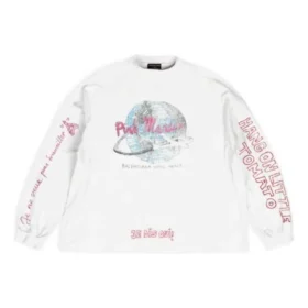 Balenciaga x Pink Martini T-shirt met lange mouwen, oversized “Ecru” 699191TMVN99800