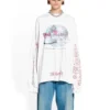 Balenciaga x Pink Martini T-shirt met lange mouwen, oversized “Ecru” 699191TMVN99800