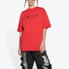 Balenciaga x PlayStation Crossover FW21 PS5 met alfabetisch geometrisch patroon, korte mouwen, unisex, rood 651795TKVF36552