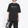 Balenciaga x PlayStation-samenwerking: PS5-shirt met alfabetisch geometrisch patroon, korte mouwen, unisex, zwart 651795TKVF31070