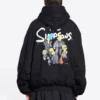 Balenciaga x The Simpsons gewatteerde bomberhoodie “Black” 657115TLVG71000