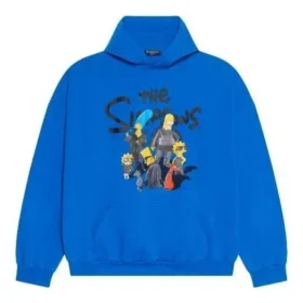 Balenciaga x THE SIMPSONS katoenen Hoodie, wijde pasvorm “Blue” 674986TLVG84210