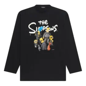 Balenciaga x THE SIMPSONS T-shirt met lange mouwen, Large Fit “Black” 681046TLVG70100