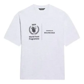 Balenciaga x WFP 1e generatie crossover-print met logo, ronde hals, pullover met korte mouwen, grijs, heren 612966THV841167