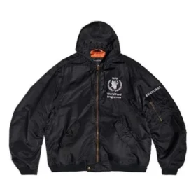 Balenciaga x WFP lichte bomber met capuchon “Black” 752178TLO251000