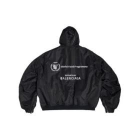 Balenciaga x WFP lichte bomber met capuchon “Black” 752178TLO251000