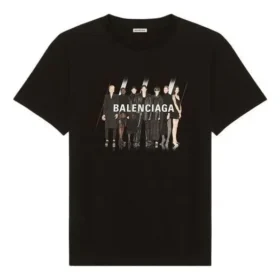 Bandportret-print, logo, retro, korte mouwen, unisex, zwart 612965TIVA11000