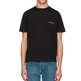 Basic T-shirt met klein logo, ronde hals en korte mouwen, unisex, zwart 556151TYK281000