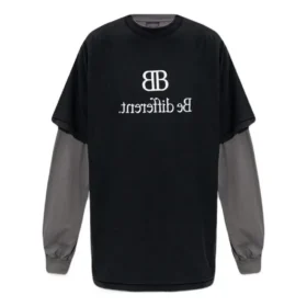 BB Be Different T-shirt met patches, lange mouwen “Black Grey” 720407TNVV31070
