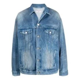 BB-denimjas met spuitpatroon, ruime pasvorm “Electric Blue Fuchsia” 678354TCW030406