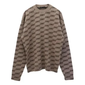 BB gebreide trui met ronde hals en all-overprint “Beige” 733859T32539378