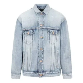 BB-gespoten Denim-jasje, ruime pasvorm “Light Blue Yellow” 678354TDW143341