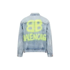 BB-gespoten Denim-jasje, ruime pasvorm “Light Blue Yellow” 678354TDW143341