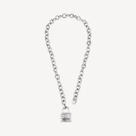 Bb-hangslotketting in zilver/antiek zilver