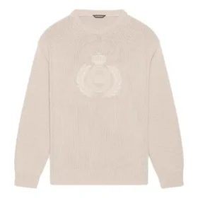 BB Laurel Crown Logo gebreide trui met ronde hals “Beige” 664369T32119028