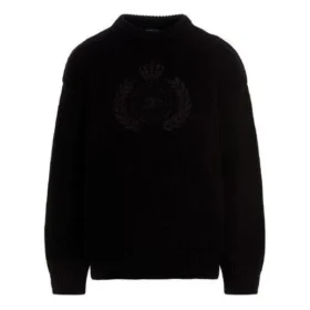 BB Laurel Crown Logo gebreide trui met ronde hals “Zwart” 664369T32111000
