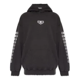 BB Paris Icon Hoodie met medium pasvorm “Black White” 570811TMVG69034
