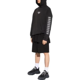 BB Paris Icon Hoodie met medium pasvorm “Black White” 570811TMVG69034