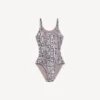 Beige python-zwempak voor dames