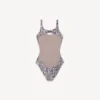 Beige python-zwempak voor dames