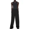 Broek met elastische tailleband en rechte pijpen “Black” 743903TNT391000
