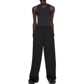 Broek met elastische tailleband en rechte pijpen “Black” 743903TNT391000