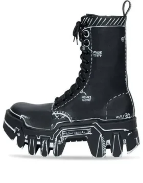 Bulldozer laarzen “Black Outline Calfskin” 672502WBEF21090