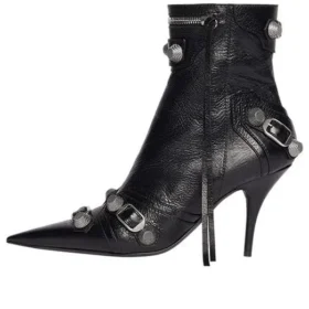 Cagole 90 mm enkellaarsjes “Black Arena Lambskin” 694379WAD4E1081