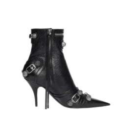 Cagole 90 mm enkellaarsjes “Black Arena Lambskin” 694379WAD4E1081