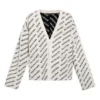 Cardigan met logo over het hele oppervlak “Chalky White Black” 736248T32339054