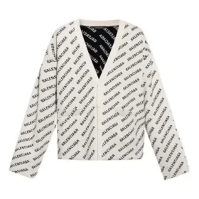 Cardigan met logo over het hele oppervlak “Chalky White Black” 736248T32339054