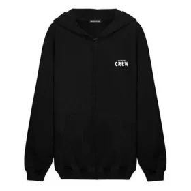 Crew-shirt met alfabetprint en rits, unisex, zwart 620974TIV751070