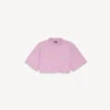Cropped T-shirt voor dames met 520 stickers in oudroze/wit