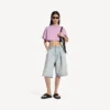 Cropped T-shirt voor dames met 520 stickers in oudroze/wit