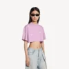Cropped T-shirt voor dames met 520 stickers in oudroze/wit