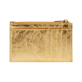 Crush lange portemonnee en kaarthouder, gemetalliseerd en doorgestikt “Gold” 7664652AAYO8004