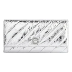 Crush-portemonnee aan ketting, gemetalliseerd en doorgestikt “Silver” 781723210IW8110