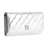 Crush-portemonnee aan ketting, gemetalliseerd en doorgestikt “Silver” 781723210IW8110
