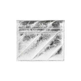 Crush portemonnee met klep voor munten en pasjes, gemetalliseerd en doorgestikt “Silver” 766461210IW8110