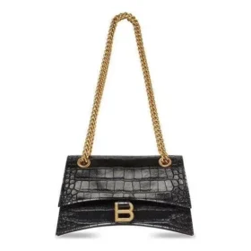 Crush Small Chain Bag met krokodillenreliëf “Black” 716351210IX1000