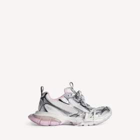 Dames 3XL sneaker met doorzichtige gelzool in wit/roze/zwart
