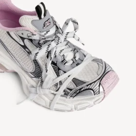 Dames 3XL sneaker met doorzichtige gelzool in wit/roze/zwart
