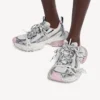 Dames 3XL sneaker met doorzichtige gelzool in wit/roze/zwart