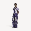 Dames-cape-top met penseelprint in blauw