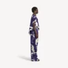 Damespyjama-broek met penseelprint in blauw