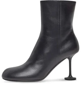 Dames enkellaarzen 90 mm “Zwart leer” 701937WBCR01000