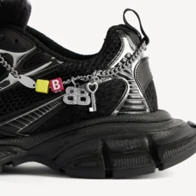 Dames-Sneakers 3XL met bedeltjes in zwart/zilver